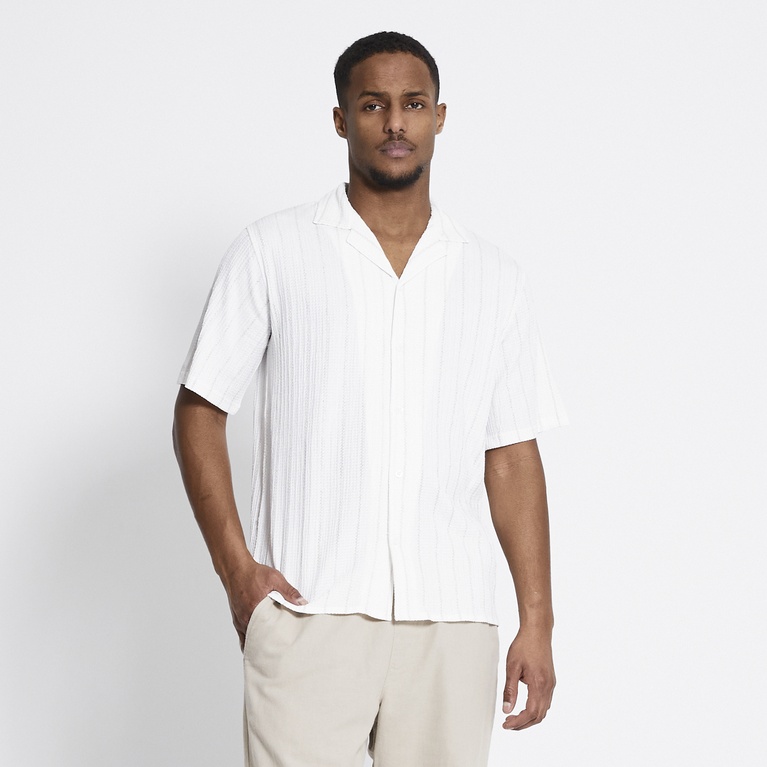 Short sleeve shirt "Steven Structure Stripe" Beige